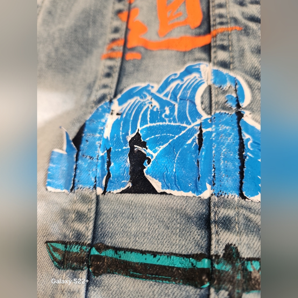 Reason Flaming Dragon Denim Jacket with Colorful Prints. Size M.   #G02 - Picture 12 of 15